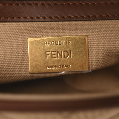 Fendi Sardinian Jacquard Vitello King FF 1974 Embroidered Baguette Corda Praline 6 of 10