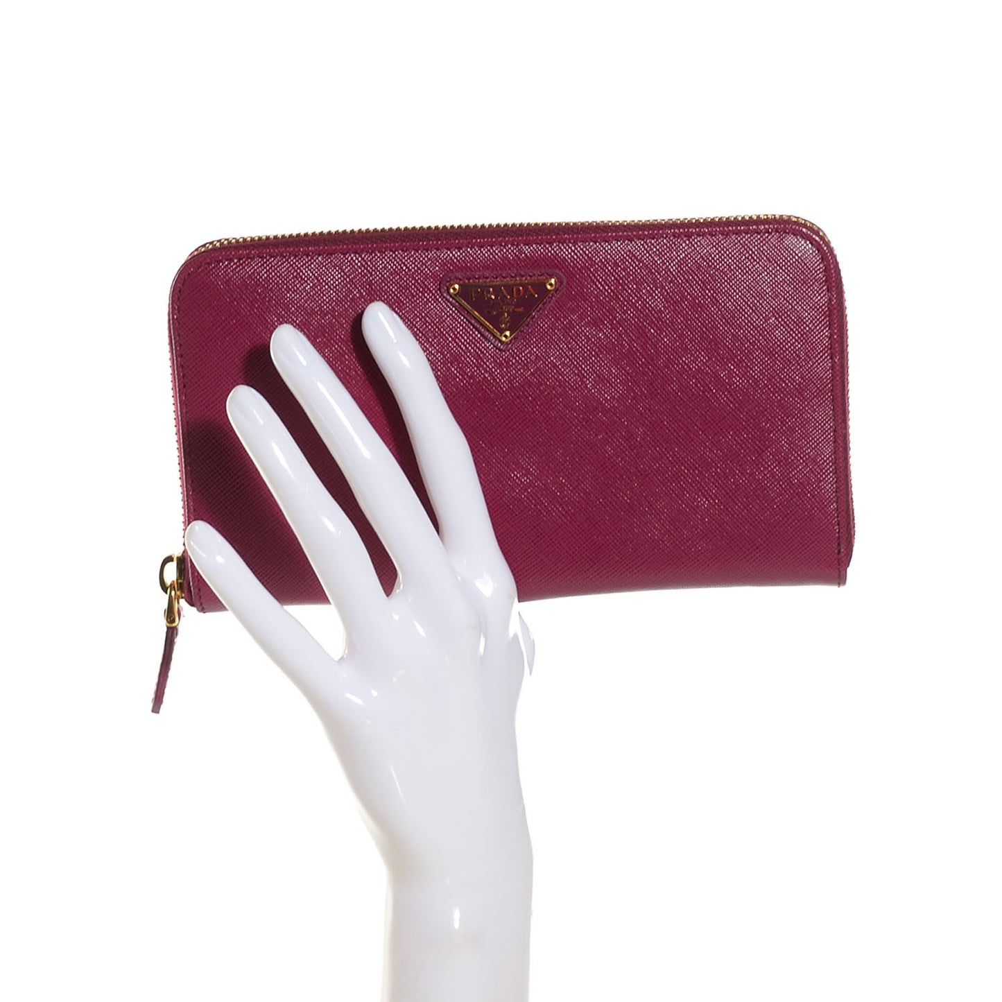 Saffiano Metal Zip Around Wallet Ametista