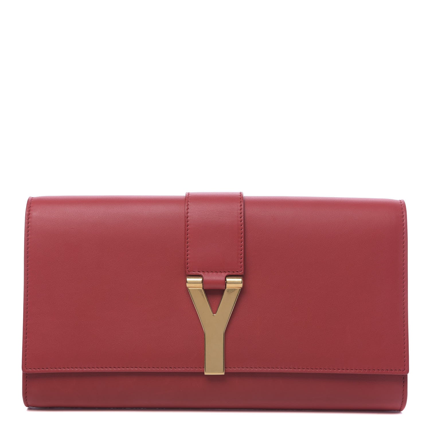 Saint Laurent Calfskin Classic Y Ligne Clutch Red 1 of 11