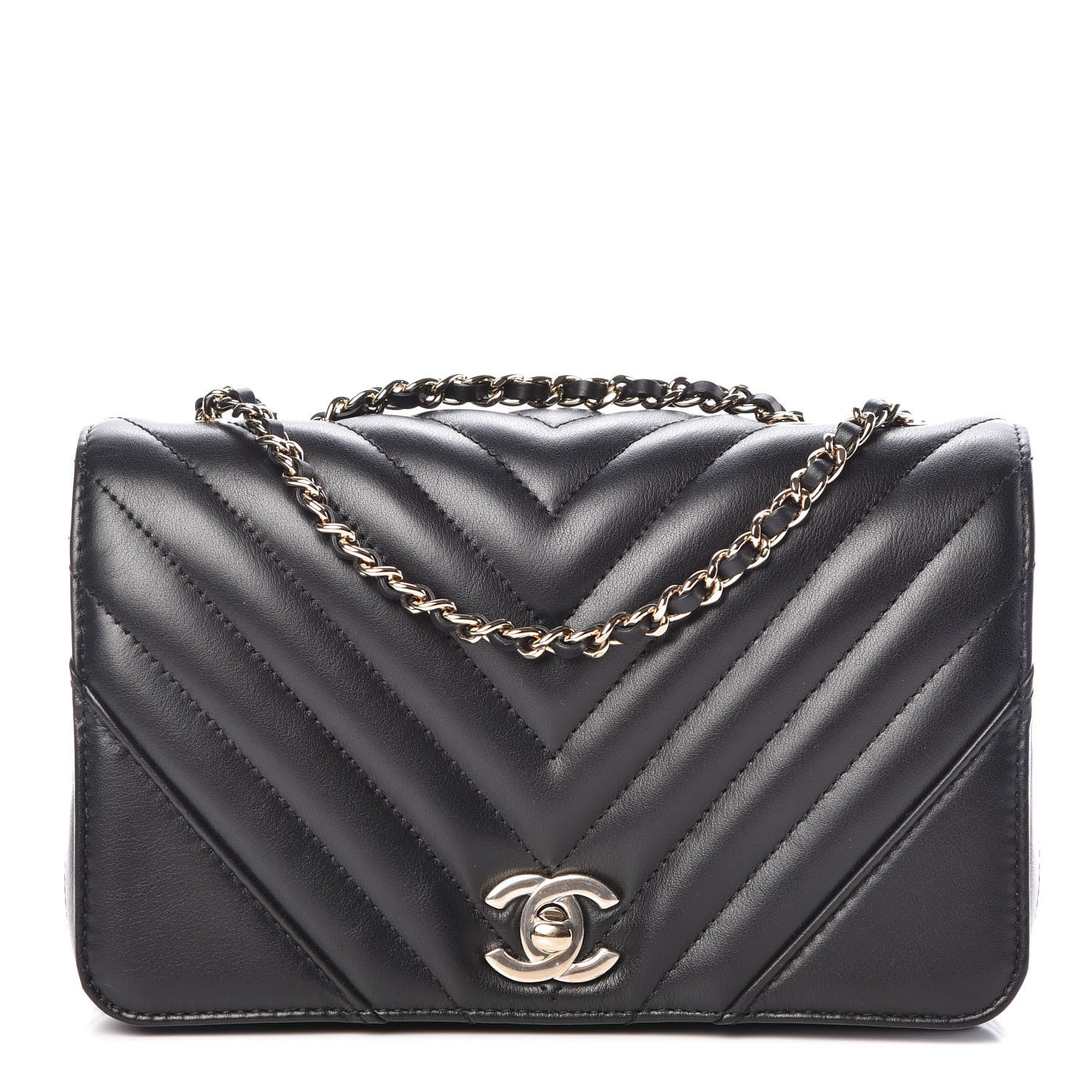 Chanel Calfskin Chevron Quilted Mini Statement Flap Black 1 of 9