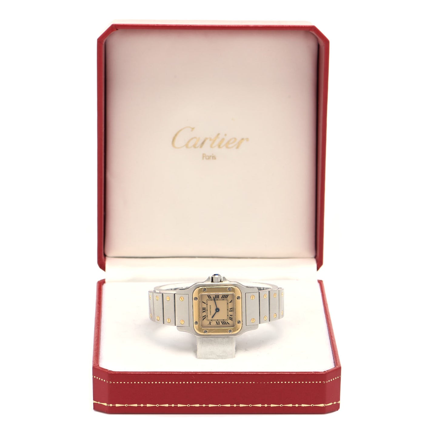 Stainless Steel 18K Yellow Gold 24mm Santos De Cartier Galbee Quartz Watch