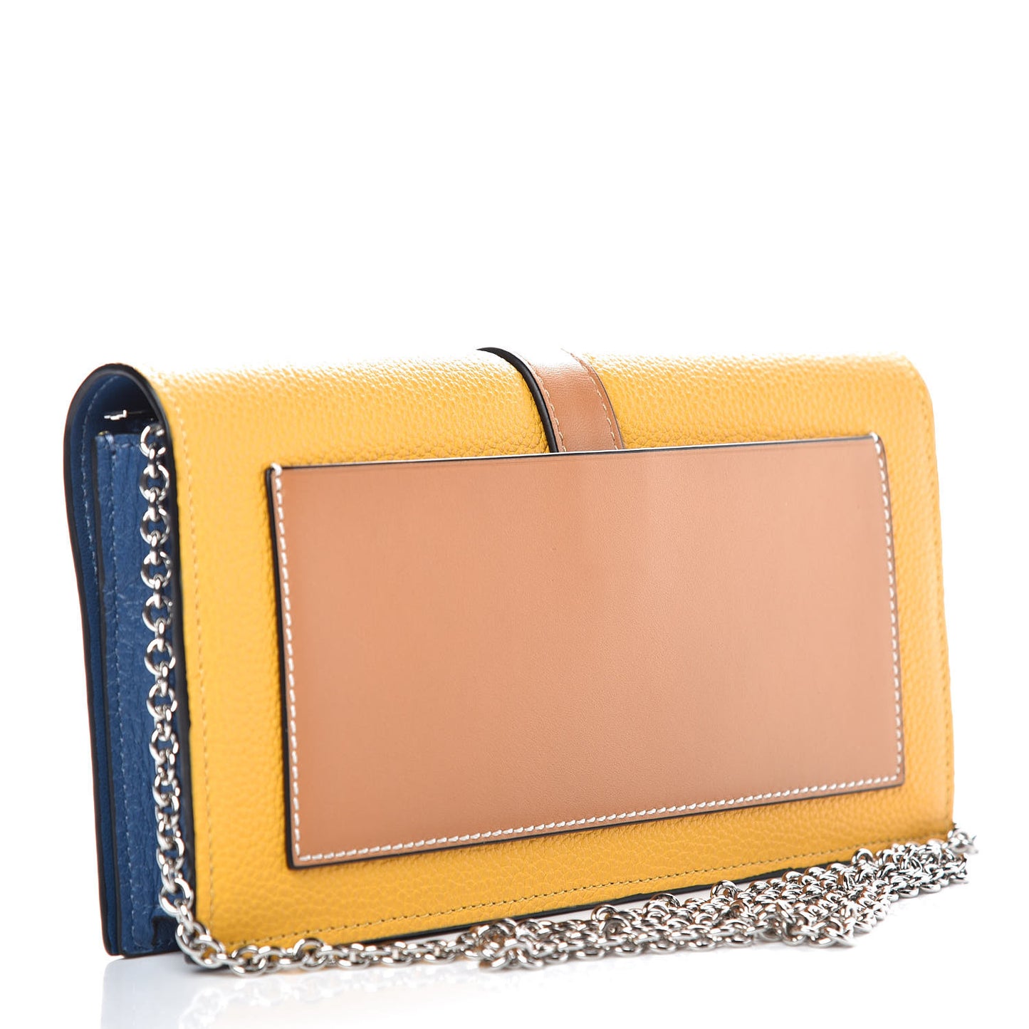 Pebbled Calfskin Chain Wallet Light Caramel Pecan