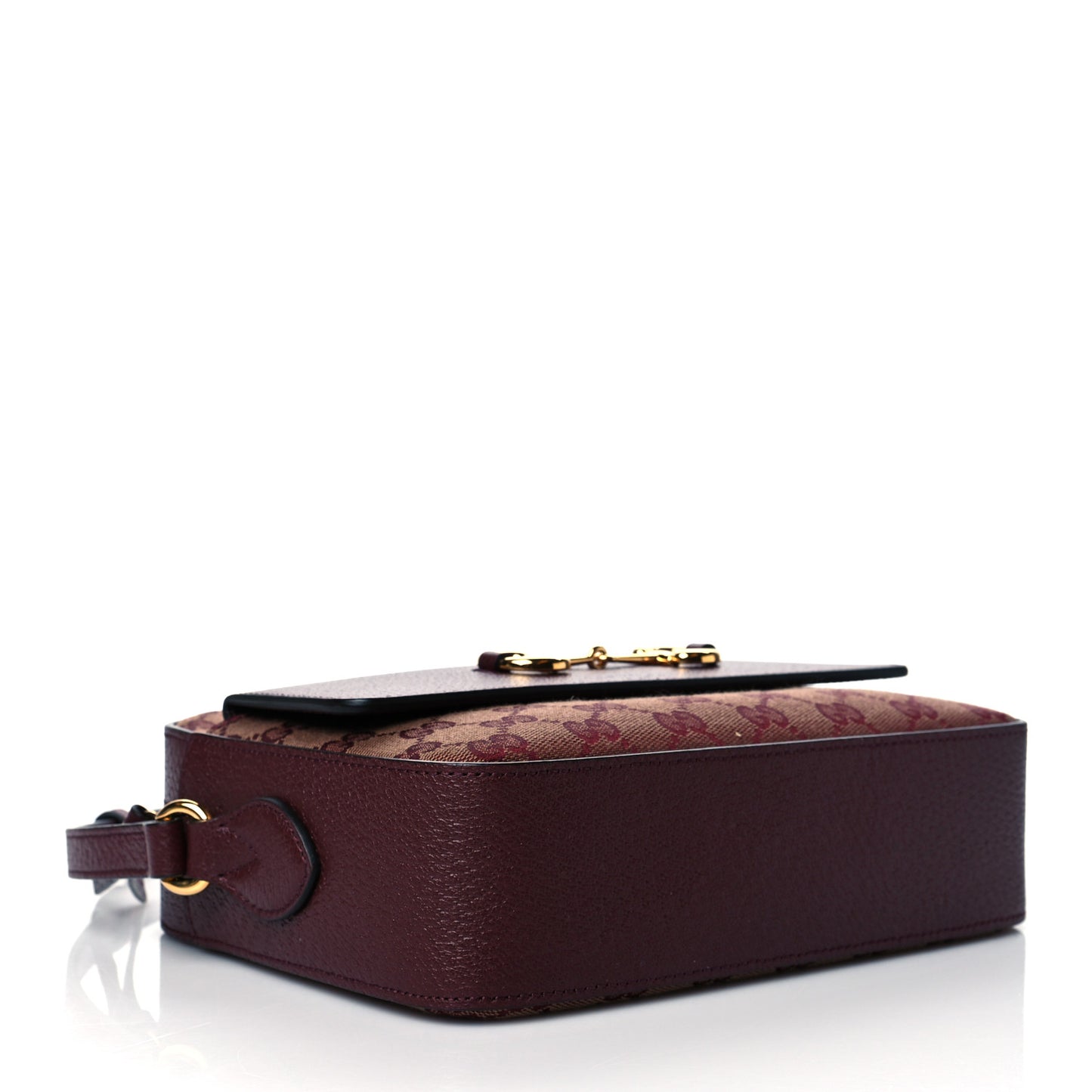 Monogram Textured Dollar Calfskin Small Horsebit 1955 Shoulder Bag Sahara Rubino Chardonnay