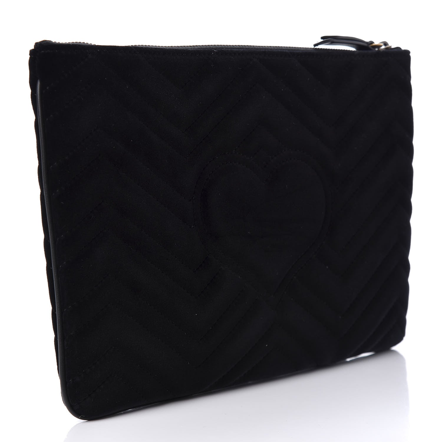 Gucci Velvet Matelasse GG Marmont Zip Pouch Black 3 of 9