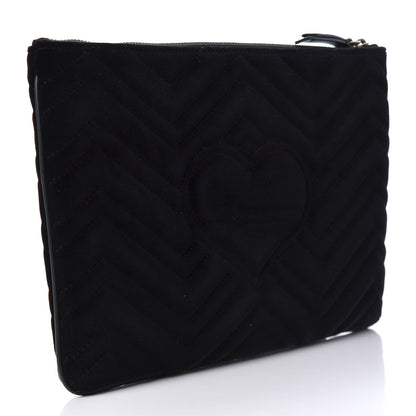 Gucci Velvet Matelasse GG Marmont Zip Pouch Black 3 of 9