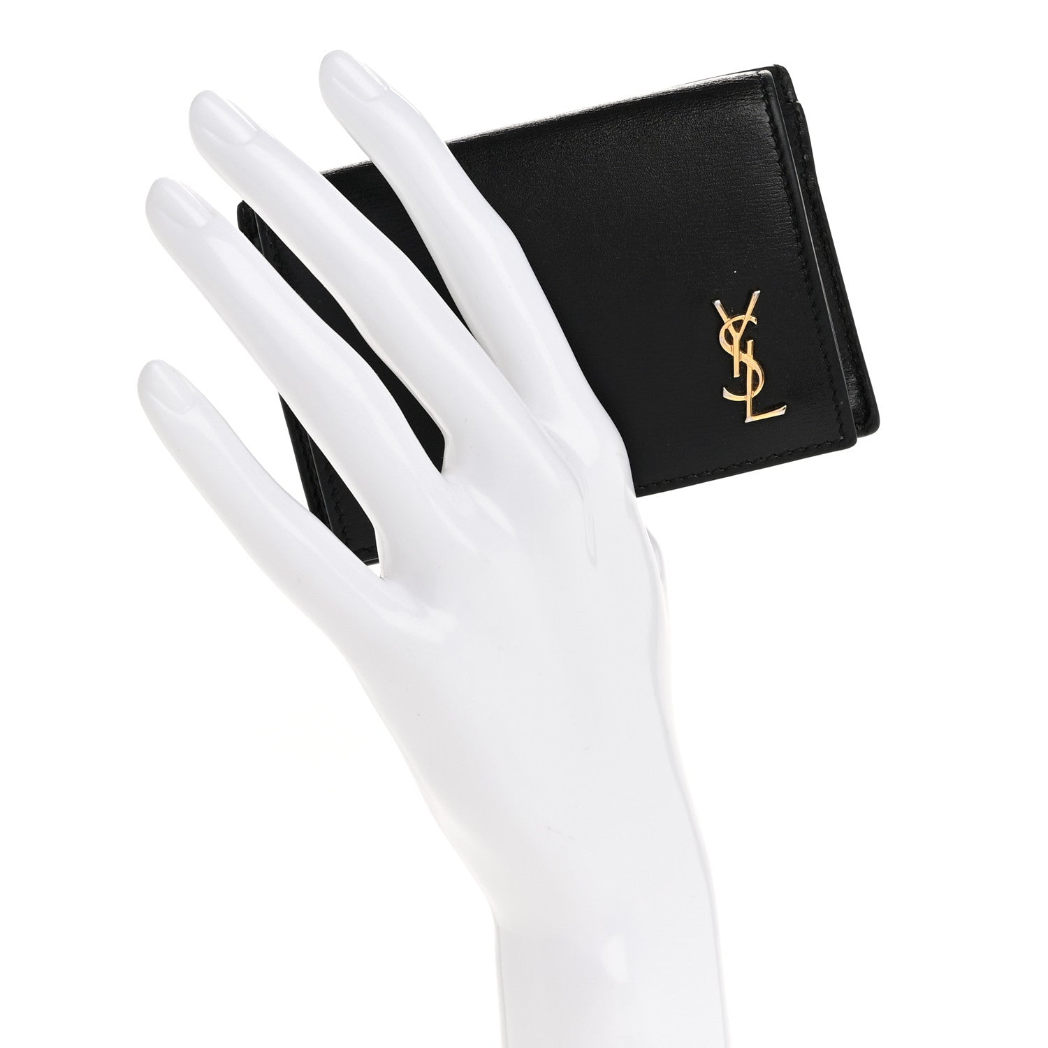 Saint Laurent Calfskin Monogram Coin Pouch Black 2 of 13