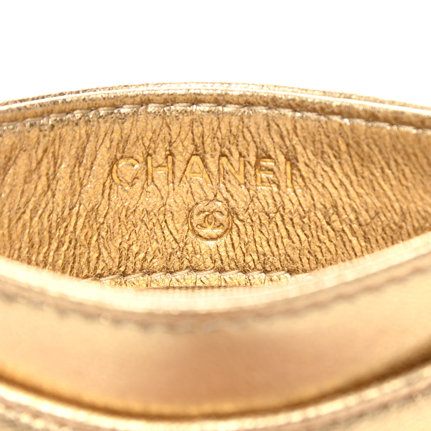 Metallic Lambskin Quilted CC Card Holder Gold