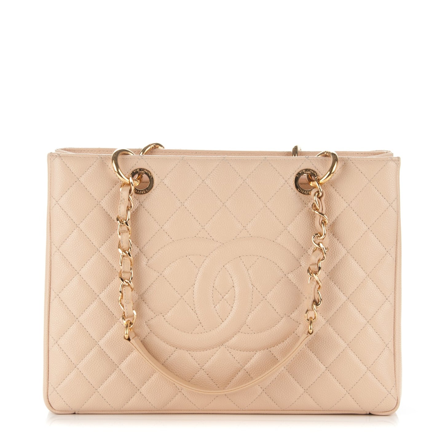 Caviar Quilted Grand Shopping Tote GST Beige Clair