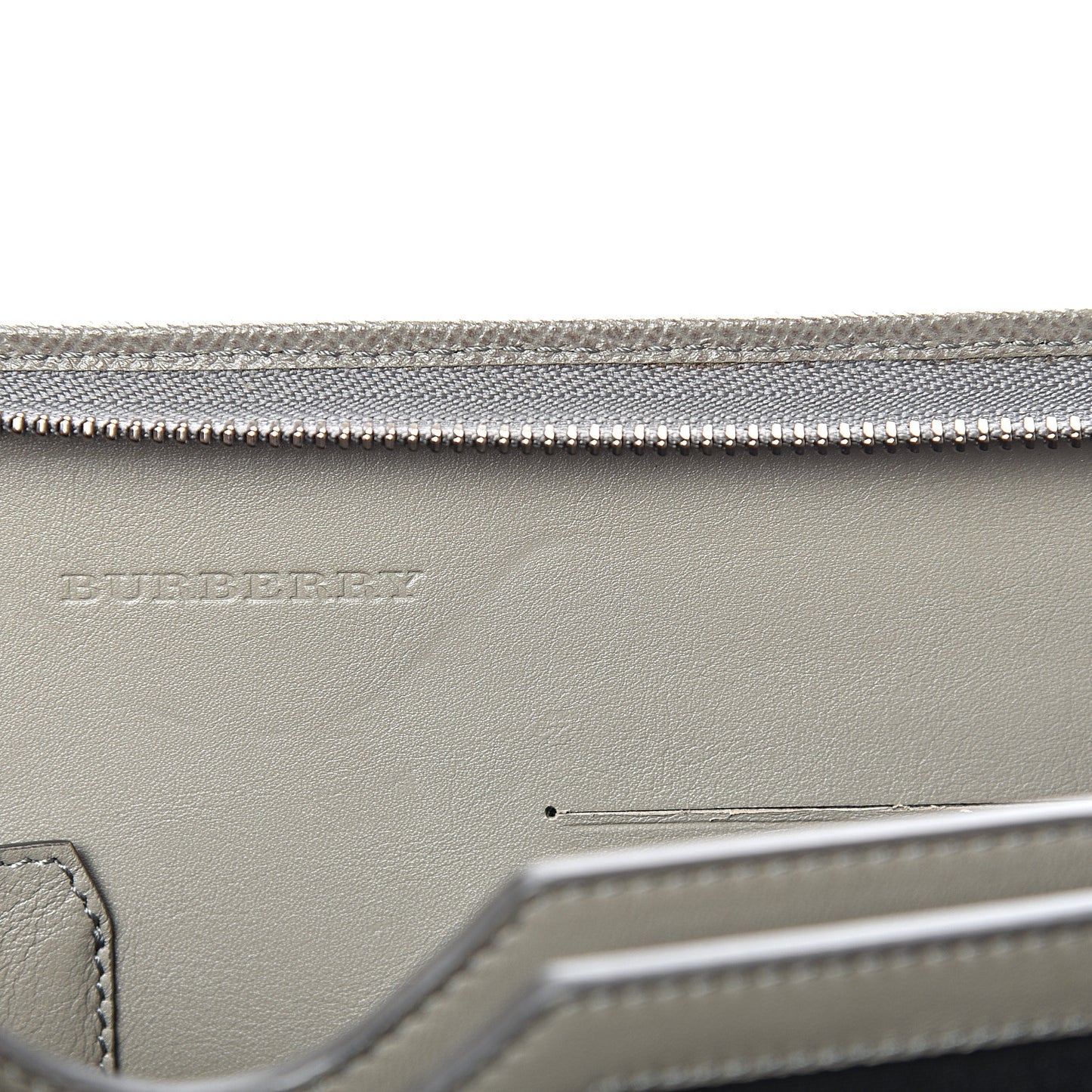 Grainy Calfskin Zip Around Organizer Grey
