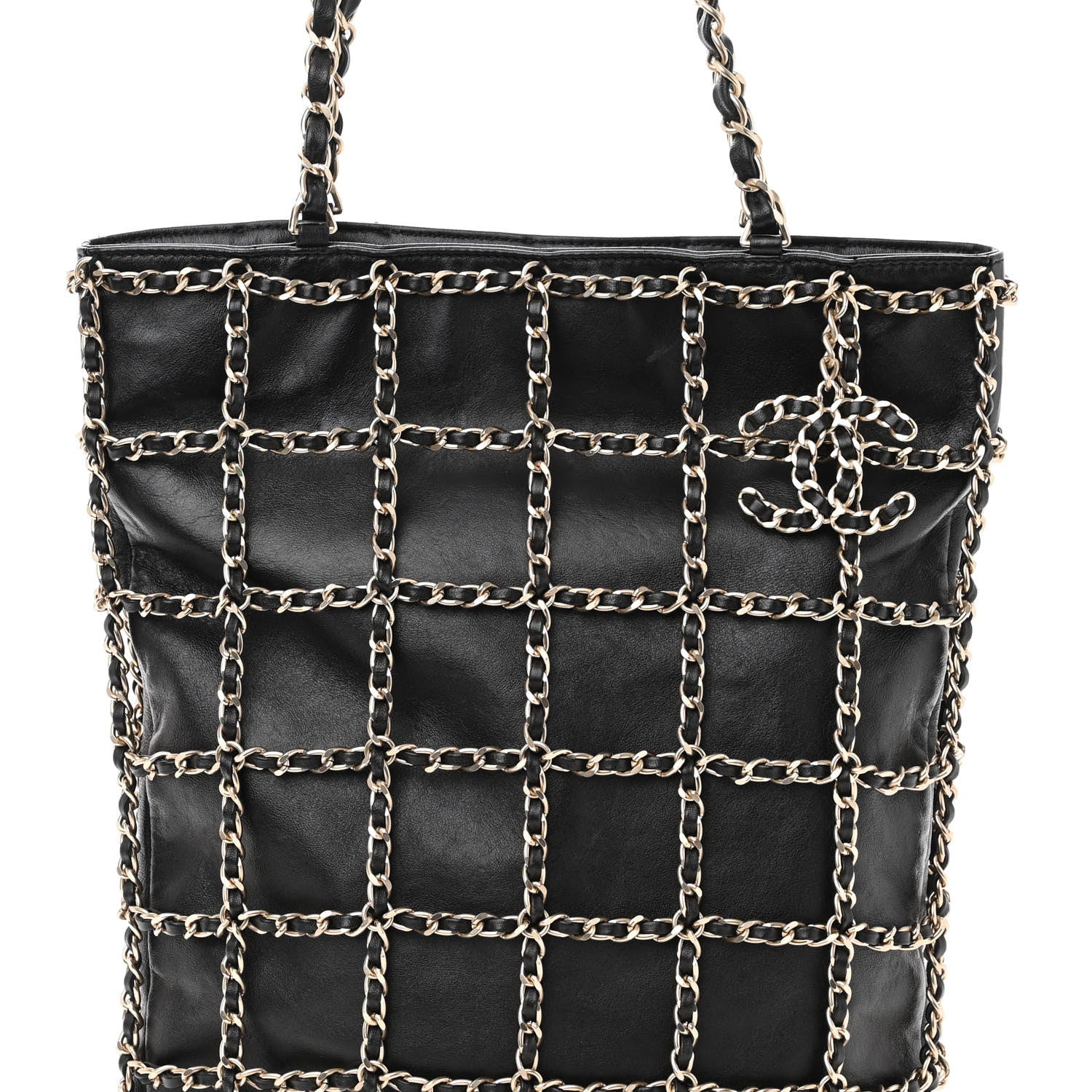 Chanel Lambskin Large Shopping Chain Tote Black 7 of 9