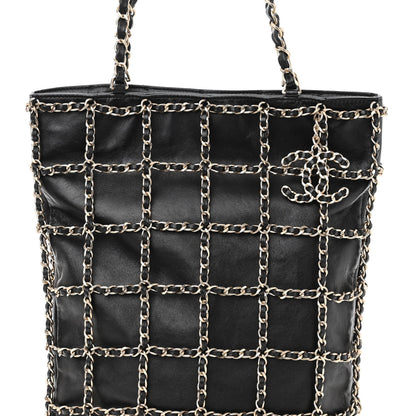 Chanel Lambskin Large Shopping Chain Tote Black 7 of 9