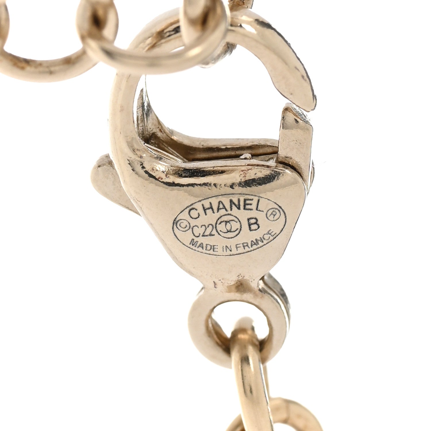 Chanel Crystal CC Heart Necklace Black Pearly White Gold 6 of 7