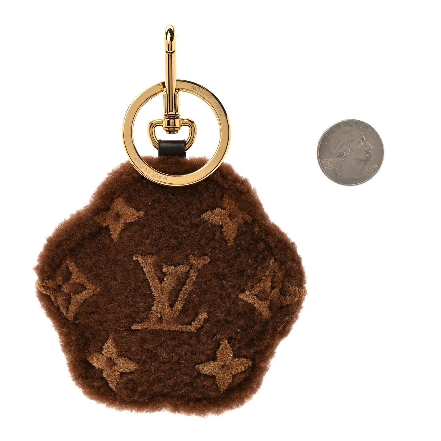 Shearling LV Paw Key Holder Bag Charm Brown