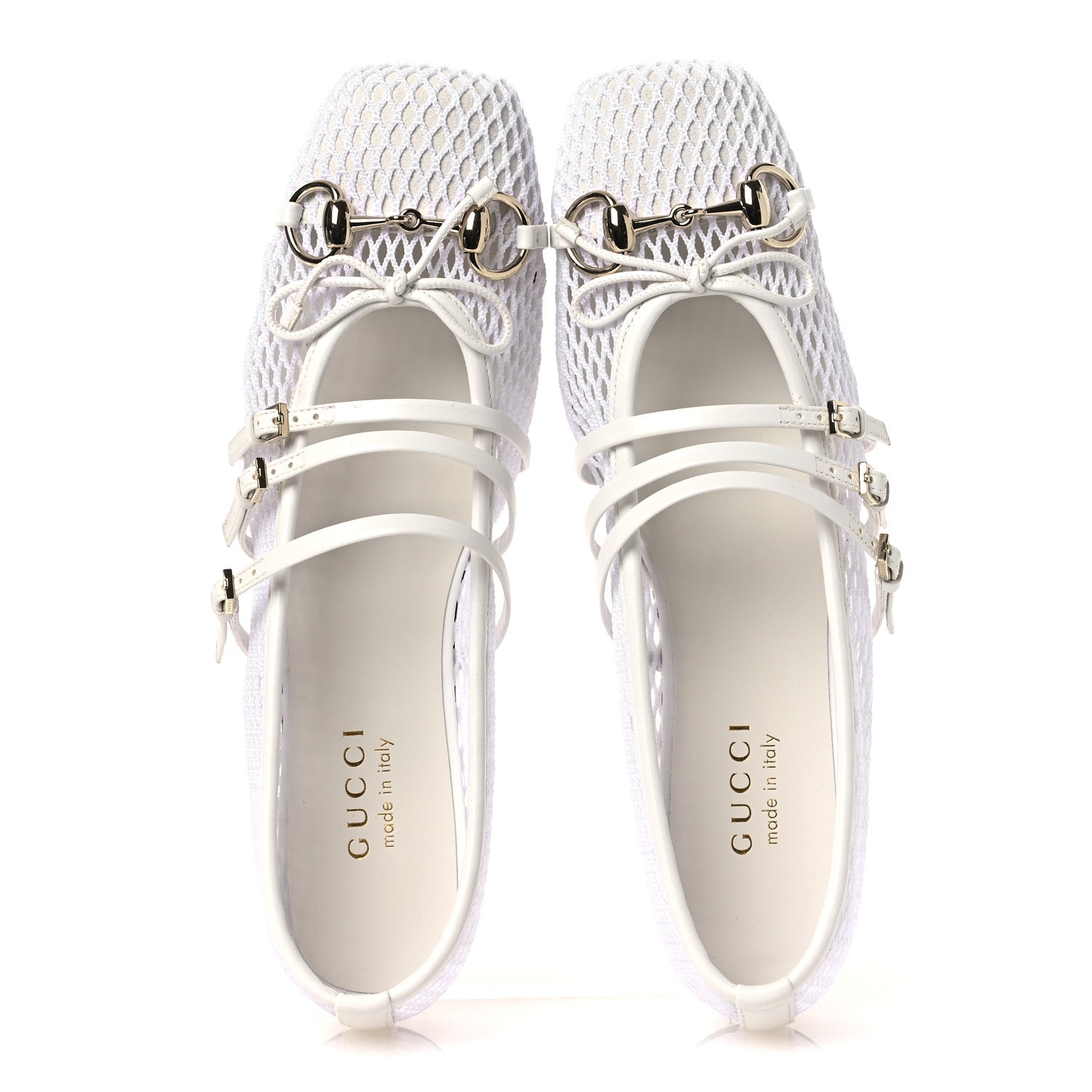 Gucci Video Net Nappa Horsebit Ballerina Flats 38.5 Great White 2 of 10