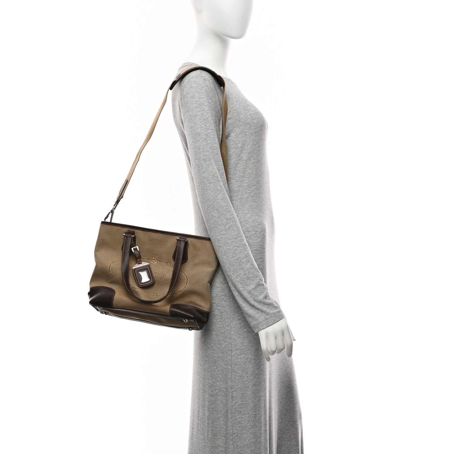 Prada Jacquard Logo Tote Corda Moro 2 of 10