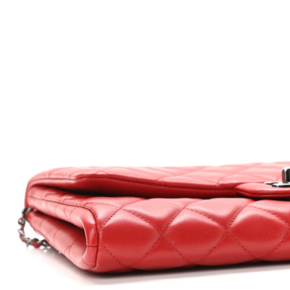 Chanel Lambskin Quilted Clutch With Chain Flap Red 9 of 11