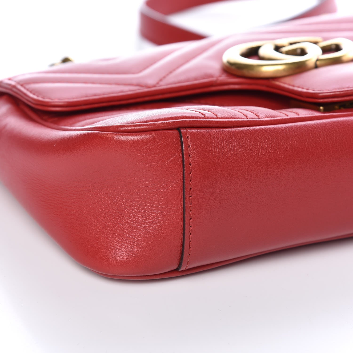 Gucci Calfskin Matelasse Mini GG Marmont Shoulder Bag Hibiscus Red 8 of 10
