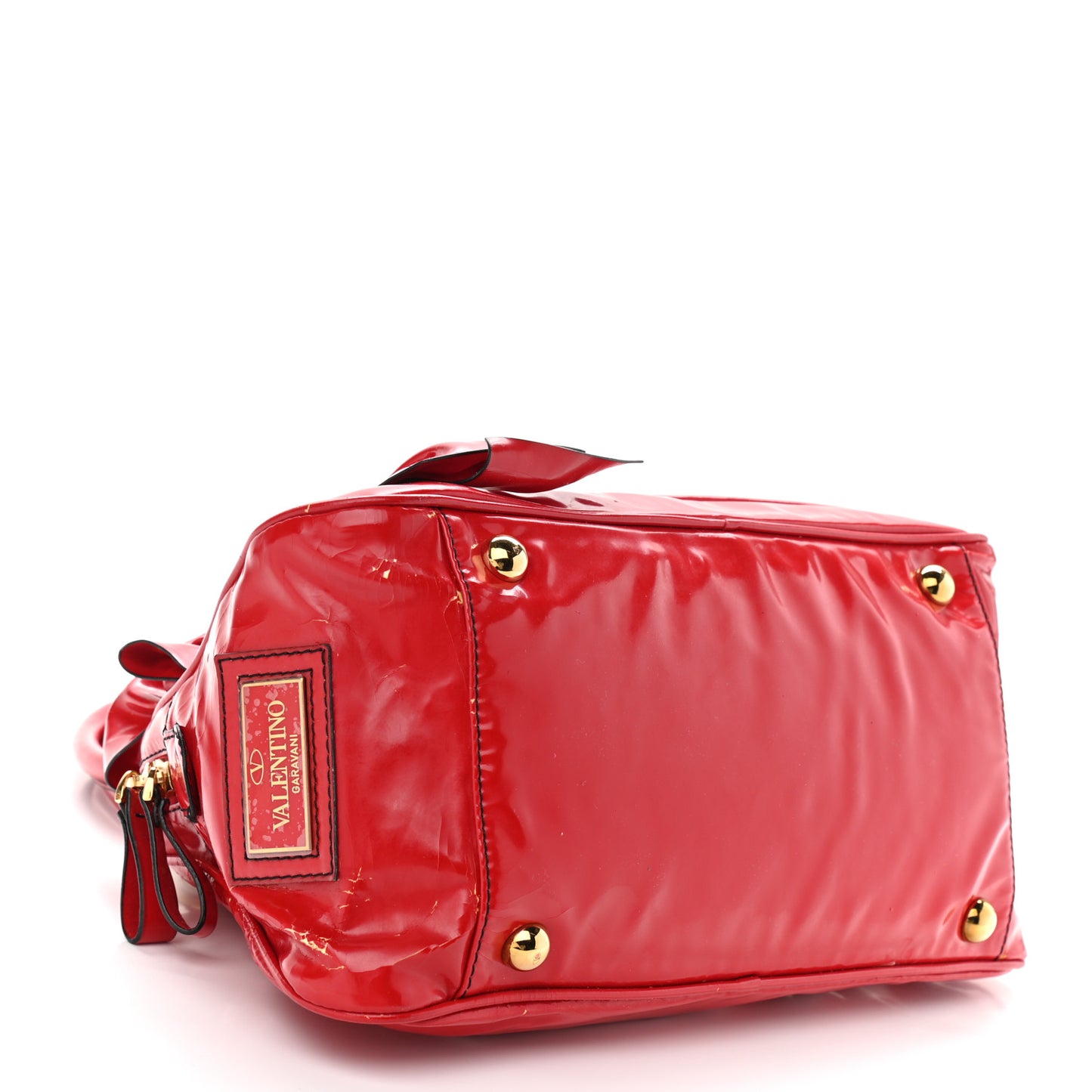 Patent Lacca Bow Bowling Bag Red