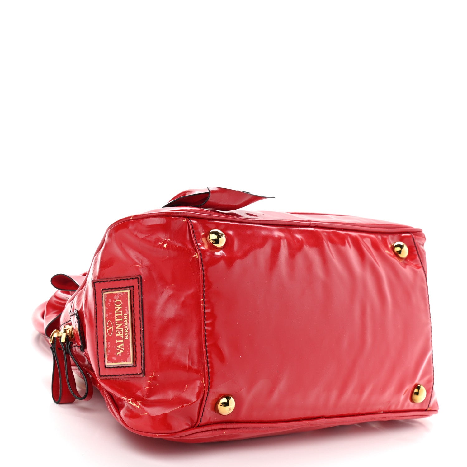 Valentino Garavani Patent Lacca Bow Bowling Bag Red 4 of 20