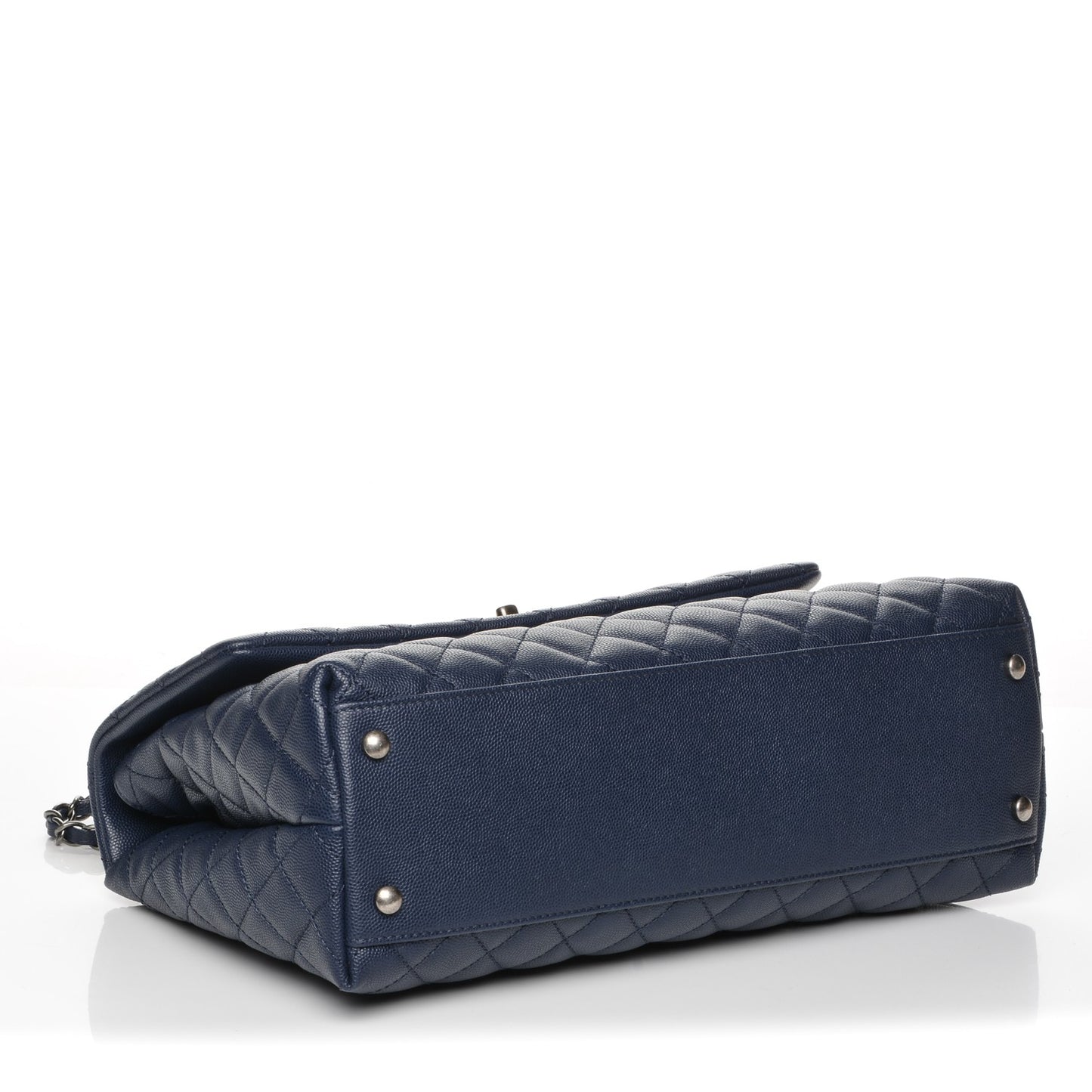 Caviar Lizard Quilted Medium Coco Handle Flap Navy