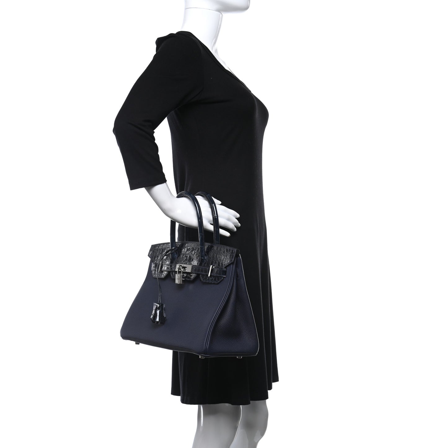Togo Shiny Niloticus Crocodile Birkin Touch 30 Bleu Nuit
