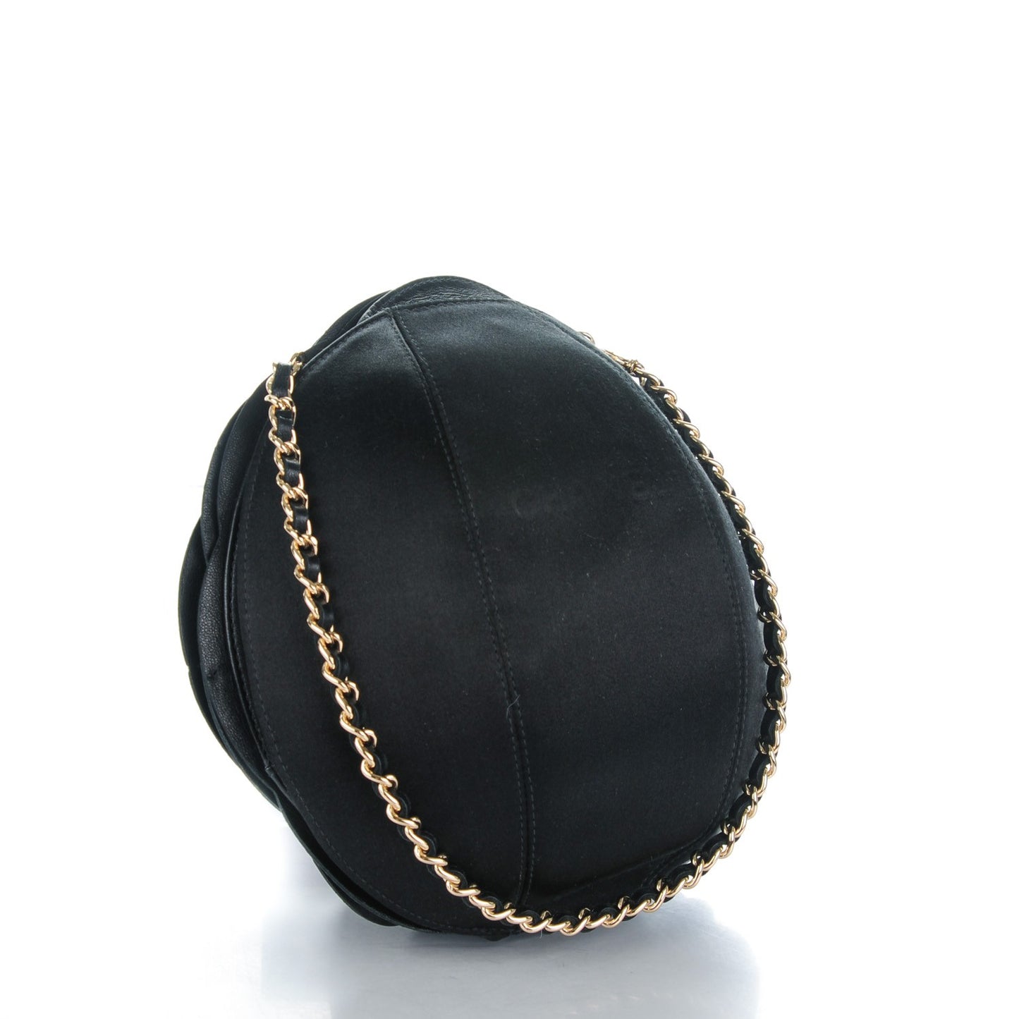 Lambskin Satin Camellia Evening Bag Black