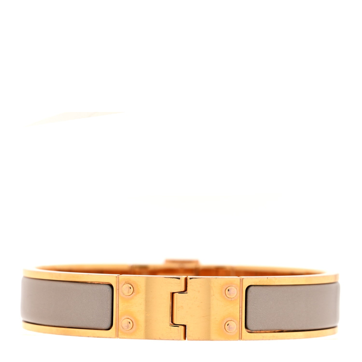 Hermes Enamel Charniere Uni Narrow Hinged Bracelet S Marron Glace 3 of 5