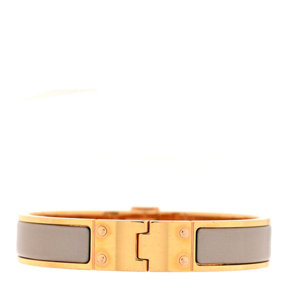 Hermes Enamel Charniere Uni Narrow Hinged Bracelet S Marron Glace 3 of 5