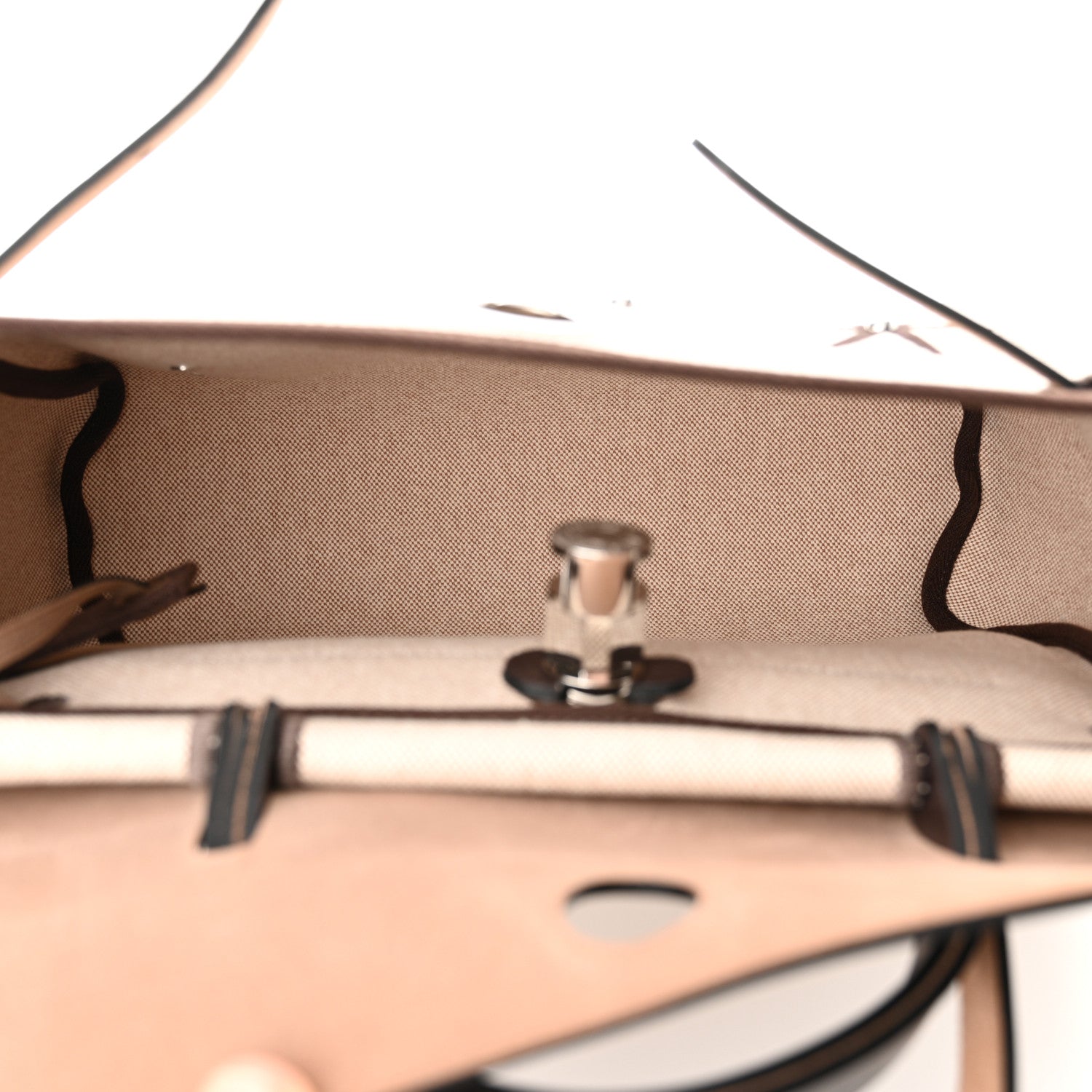 Hermes H Plume Canvas Vache Hunter Circuit Rider Hobnailed Herbag Zip Retourne 31 PM Ebene Ecru 6 of 10