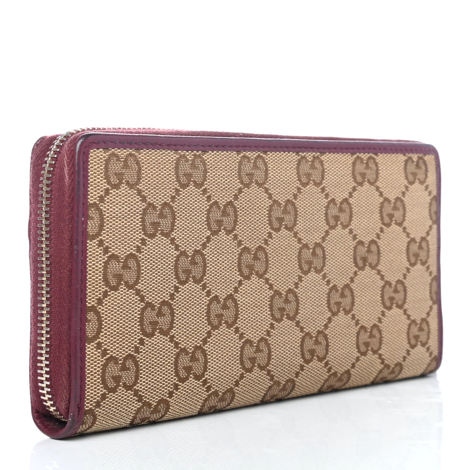 Gucci Monogram Margaux Calfskin Princy Zip Around Wallet Beige Ebony Cherry 2 of 4