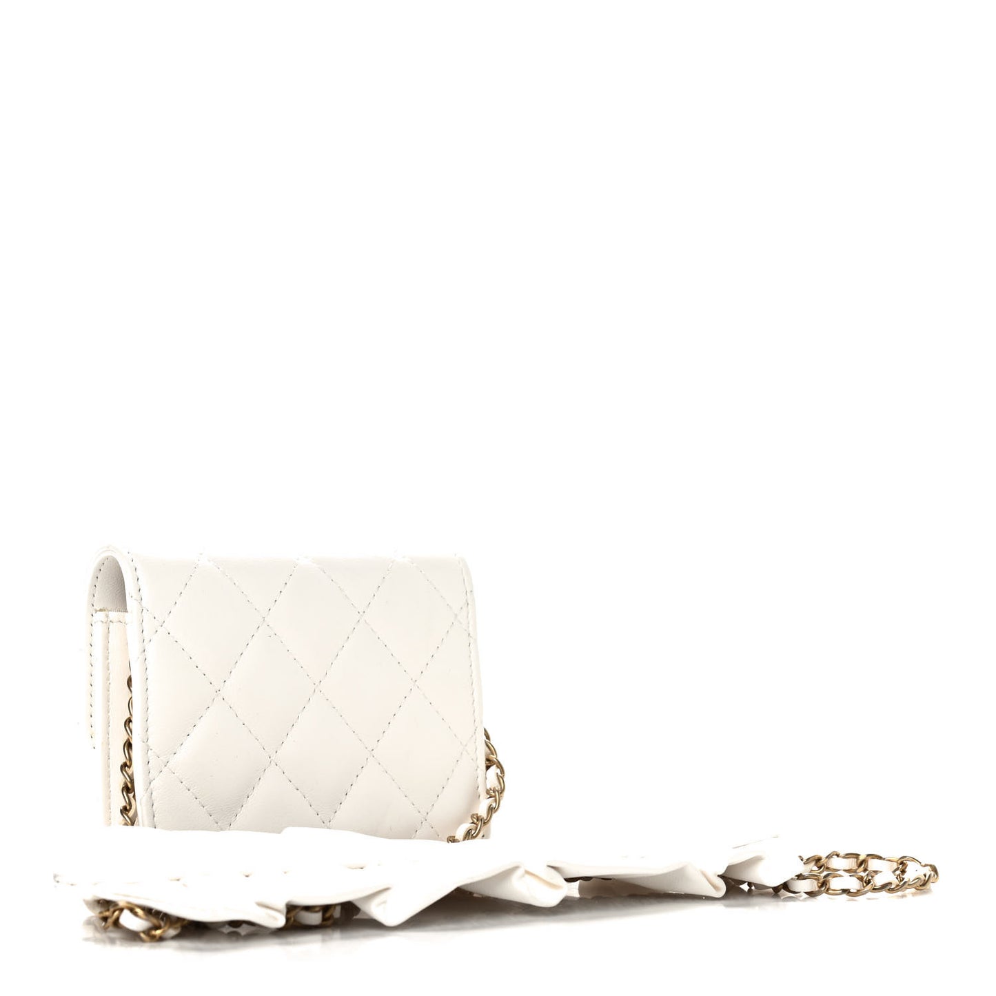 Lambskin Quilted Romance Clutch With Chain White