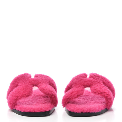 Hermes Woolskin Oran Sandals 35.5 Rose Fuchsia 2 of 10