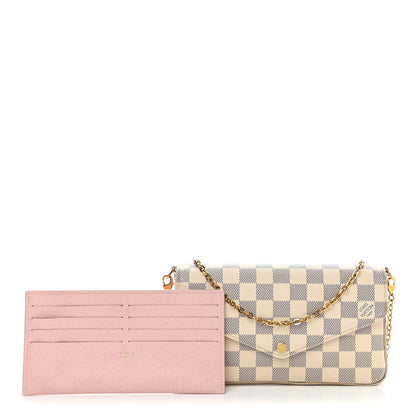 Louis Vuitton Damier Azur Pochette Felicie Chain Wallet Rose Ballerine 2 of 14
