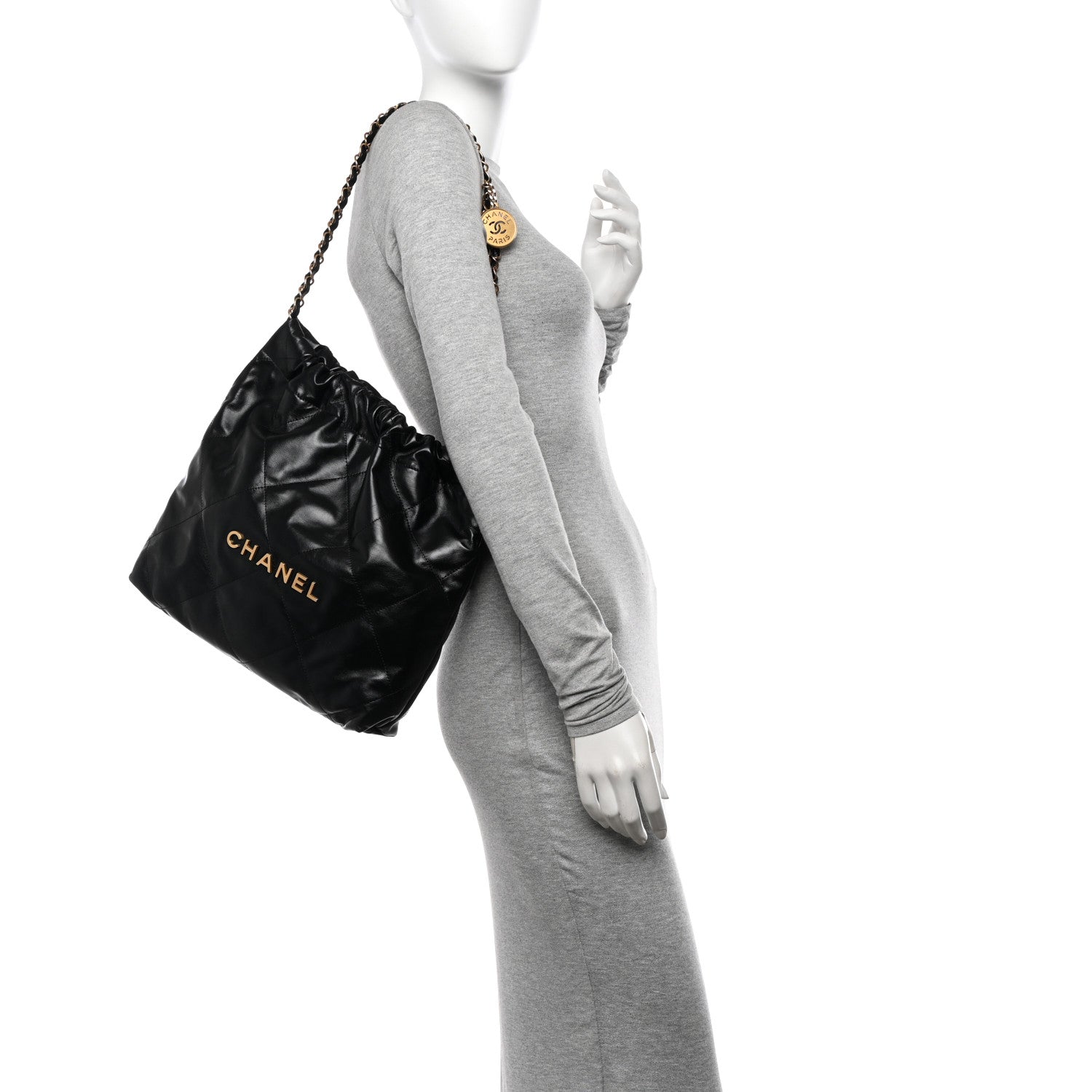 Chanel Shiny Calfskin Quilted Small Chanel 22 Black 2 of 12
