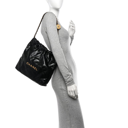 Chanel Shiny Calfskin Quilted Small Chanel 22 Black 2 of 12