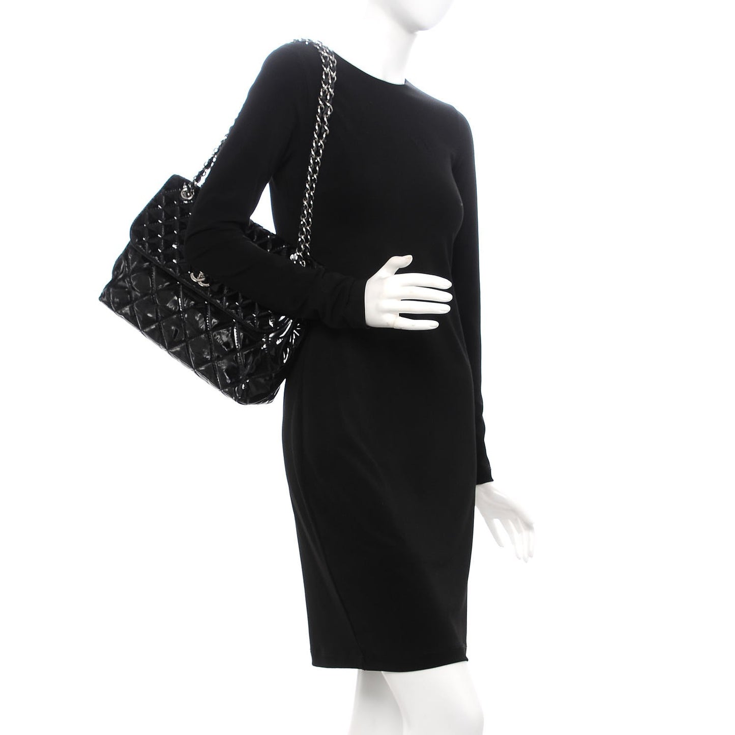 Vinyl Quilted In the Business Flap Bag Black
