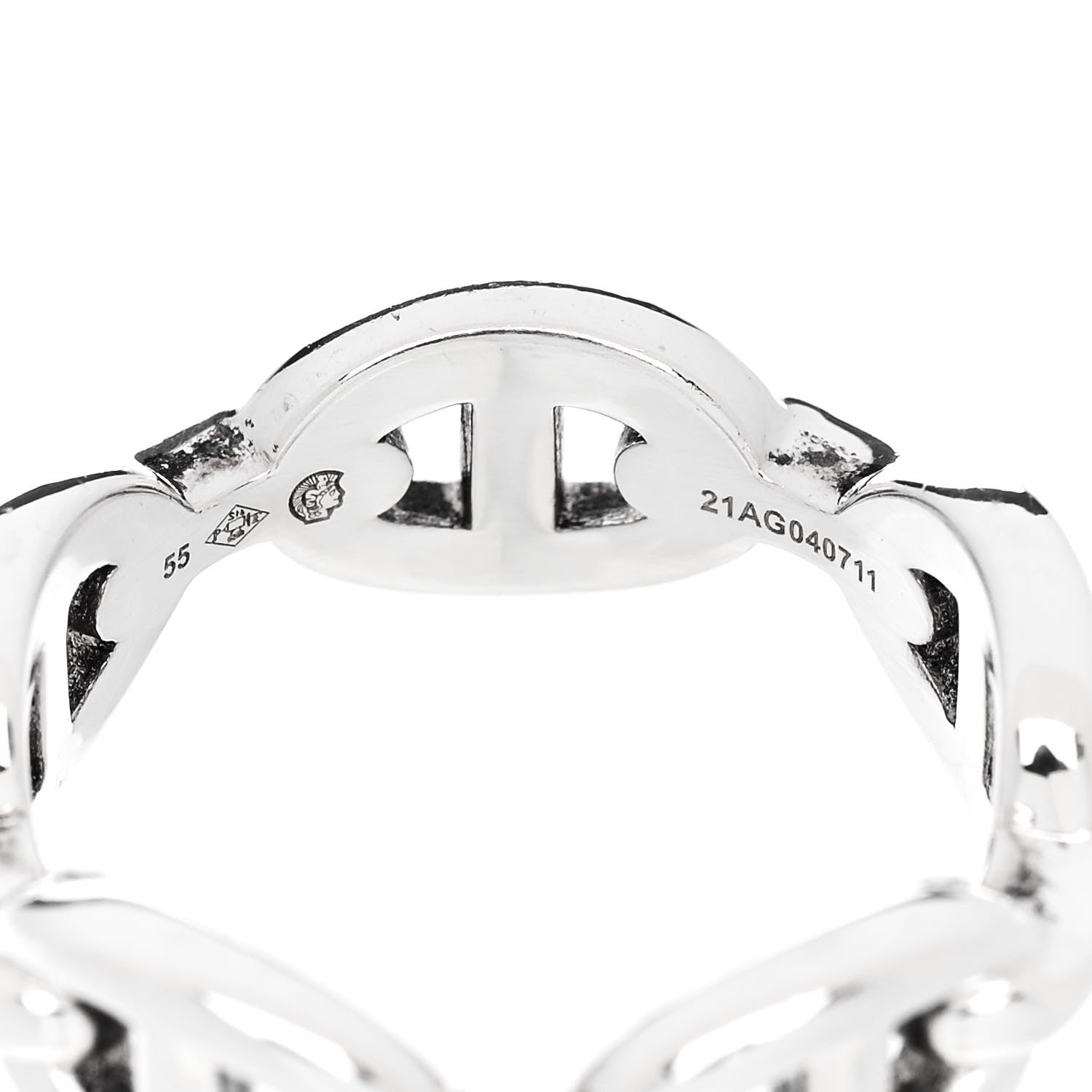 Hermes Sterling Silver PM Chaine d'Ancre Enchainee Band Ring 55 7.25 5 of 7