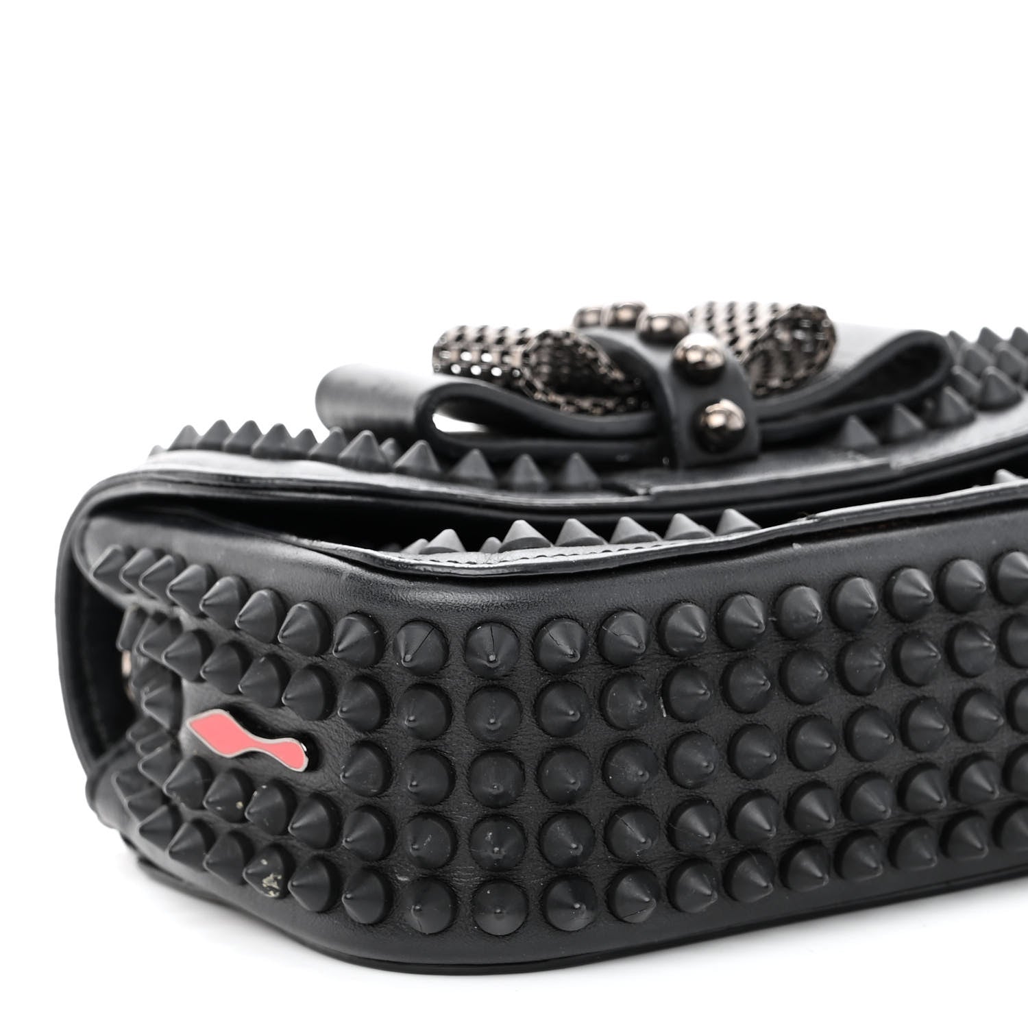 Christian Louboutin Calfskin Spikes Sweety Charity Crossbody Bag Black 8 of 9