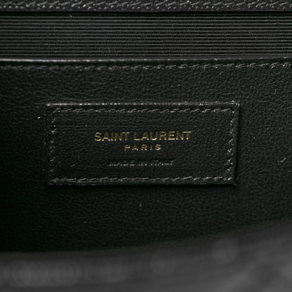 Saint Laurent Grain De Poudre Textured Mixed Matelasse Triquilt Medium Monogram Satchel Black 6 of 10
