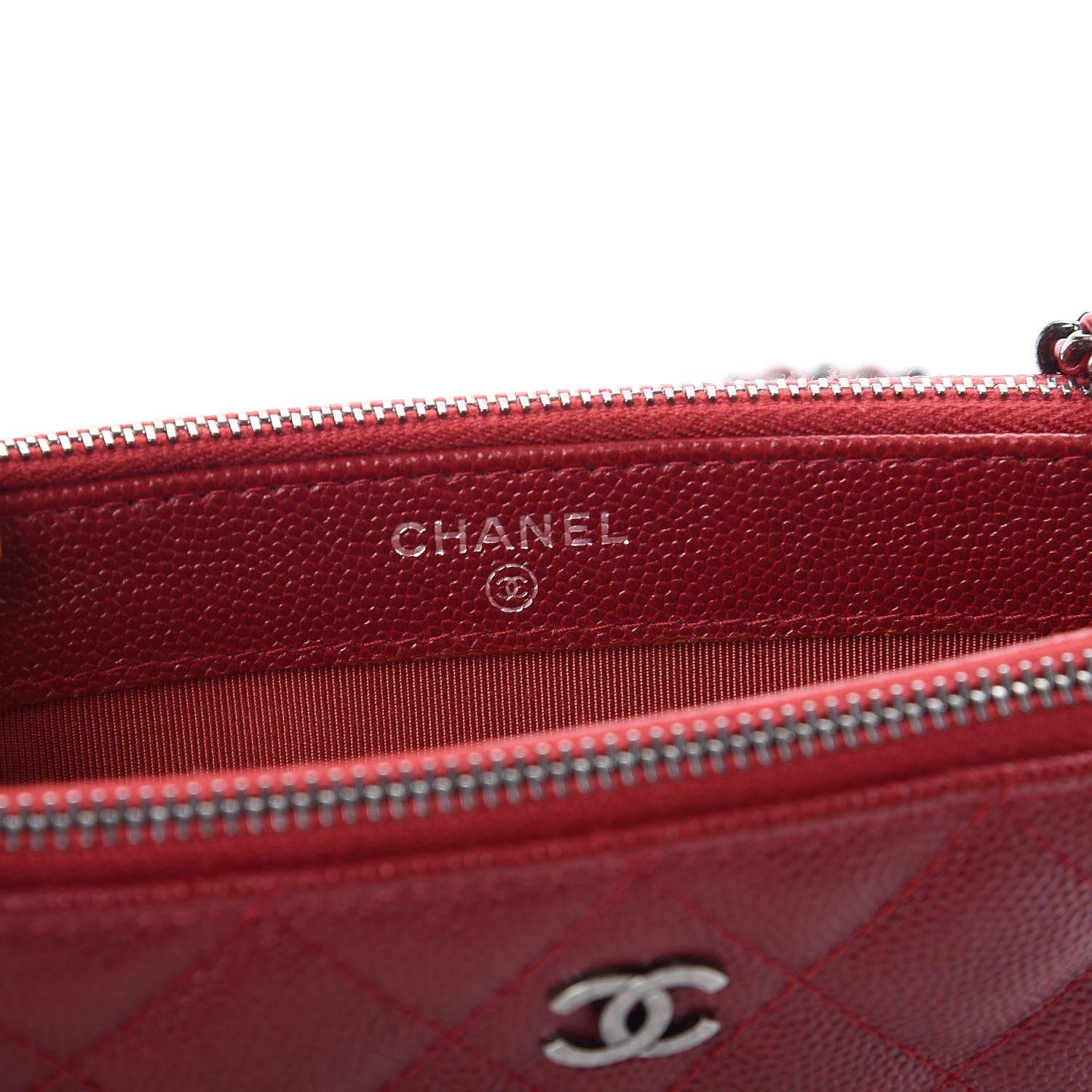 Chanel Caviar Quilted Small Clutch With Chain Red 7 of 11