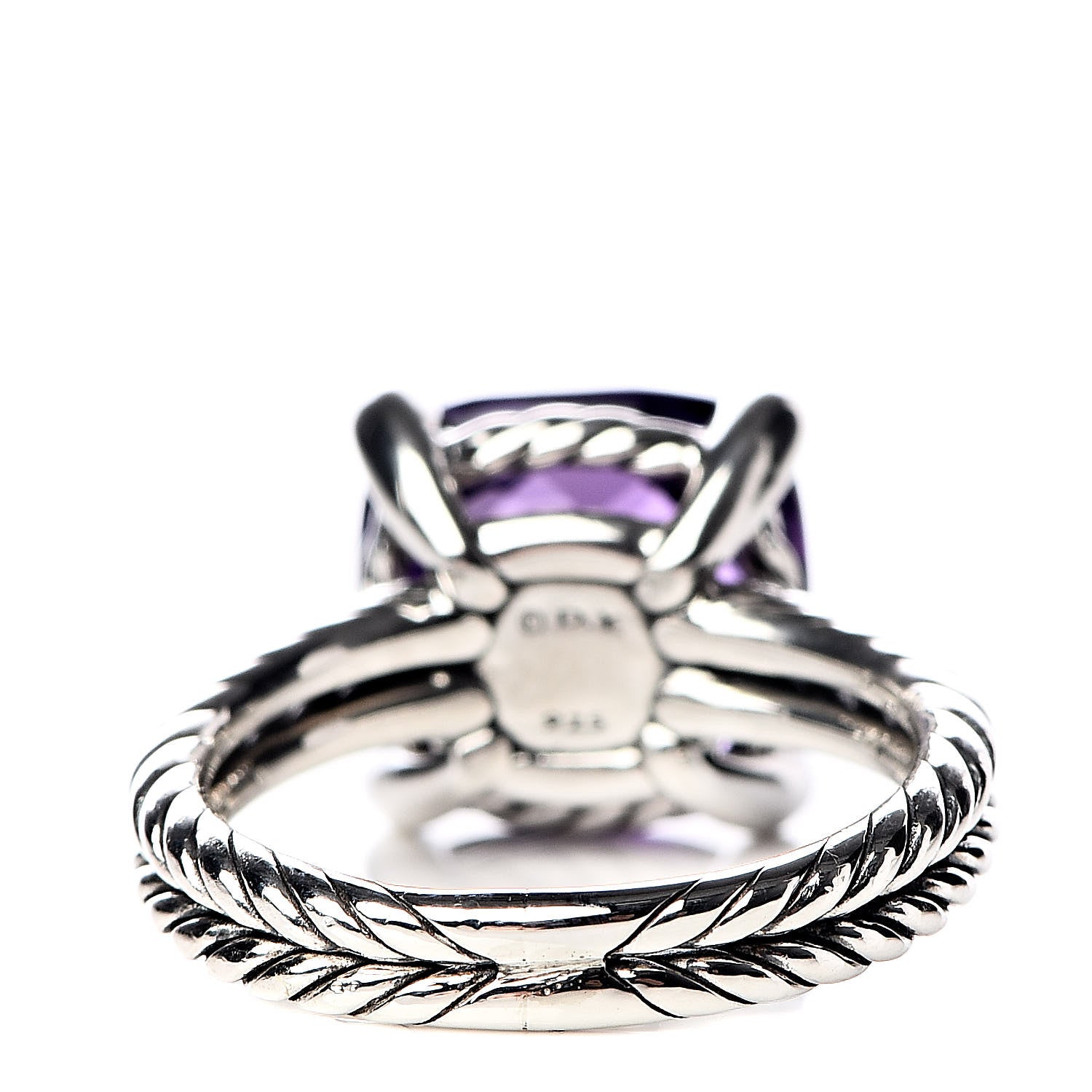 David Yurman Sterling Silver Diamond Amethyst 11mm Chatelaine Ring 50 5.5 4 of 6