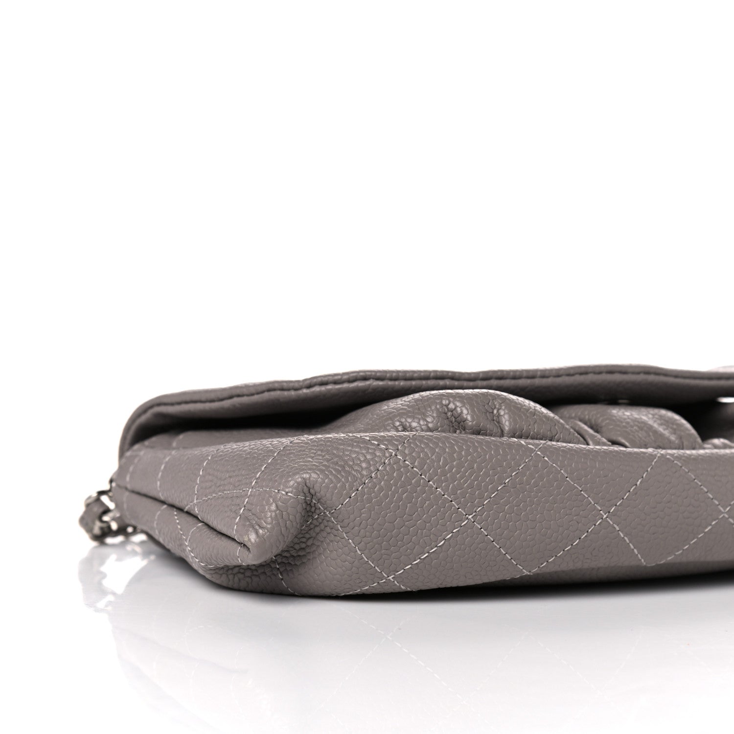 Chanel Caviar Half Moon Wallet On Chain WOC Light Grey 6 of 12