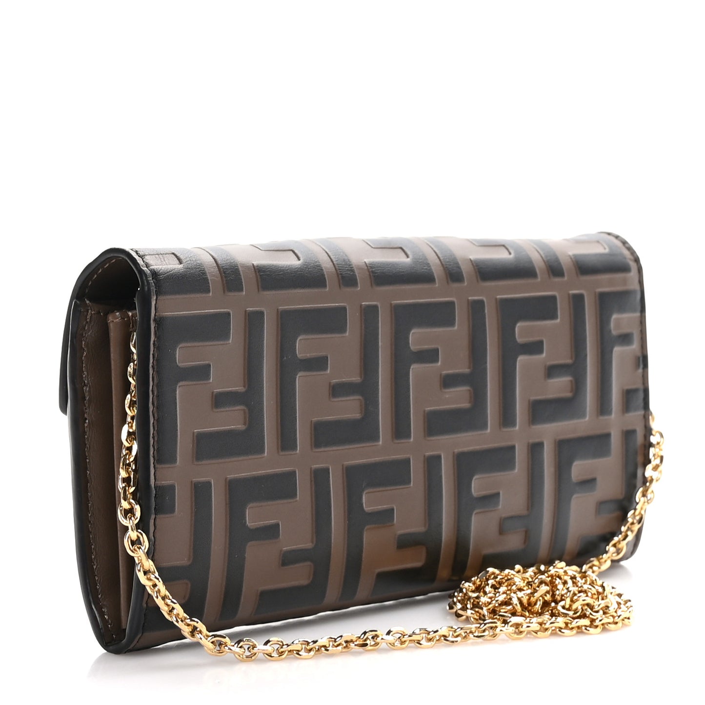 Vitello Soft F is Bi-Color FF 1974 Embossed Continental Envelope Wallet On Chain Maya Black