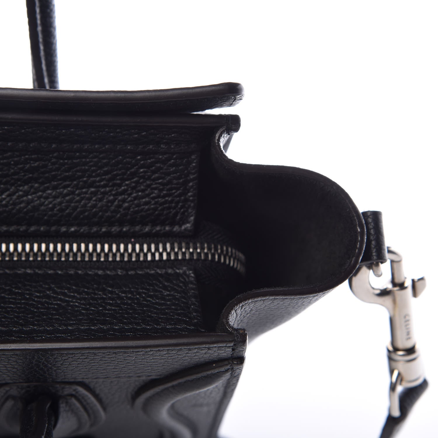 Celine Drummed Calfskin Nano Luggage Black 9 of 15