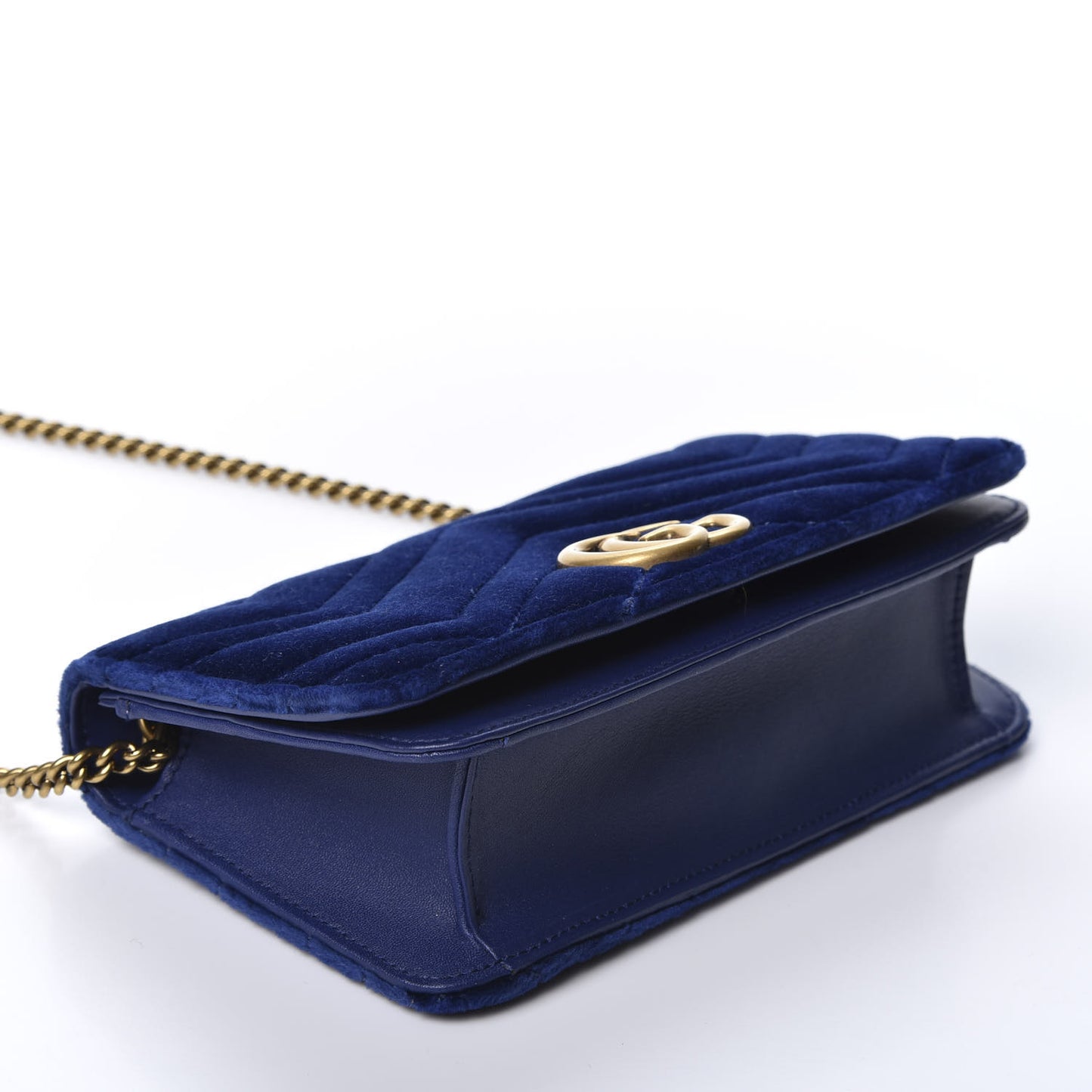 Velvet Matelasse GG Marmont Mini Bag Cobalt Blue
