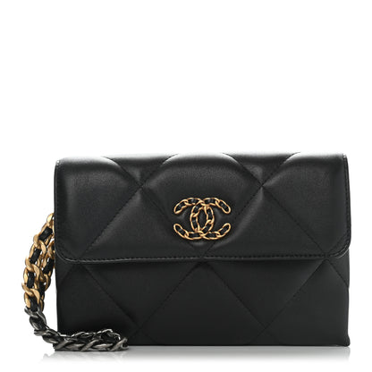 Chanel Lambskin Quilted Chanel 19 Flap Clutch Black 1 of 9