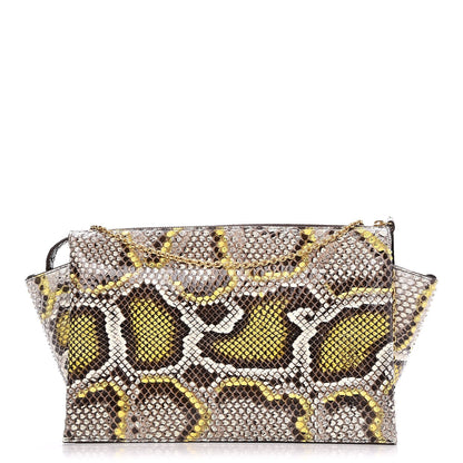 Celine Python Painted Tri-Fold Clutch on Chain Yellow 1 of 6
