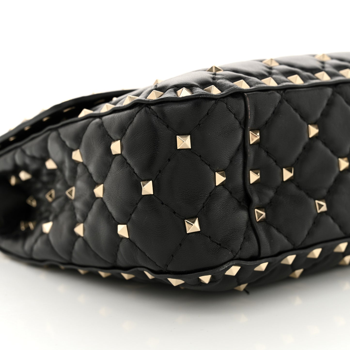 Lambskin Medium Rockstud Spike Shoulder Bag Black