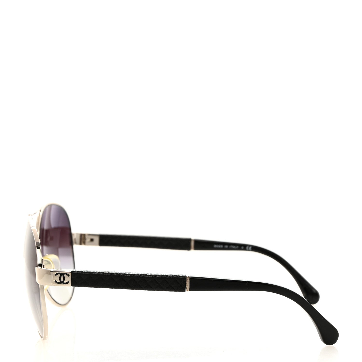 Chanel Lambskin Quilted CC Aviator Sunglasses 4195-Q Black 3 of 8