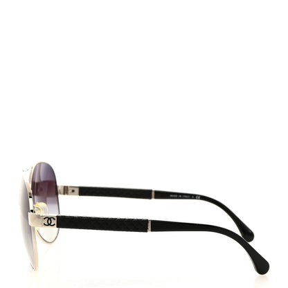 Chanel Lambskin Quilted CC Aviator Sunglasses 4195-Q Black 3 of 8